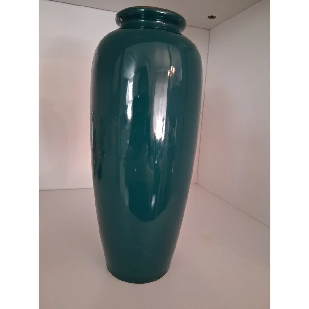 Vintage Japanese Teal Green Porcelain Vase Gold Imperial Carriage Floral 8in
